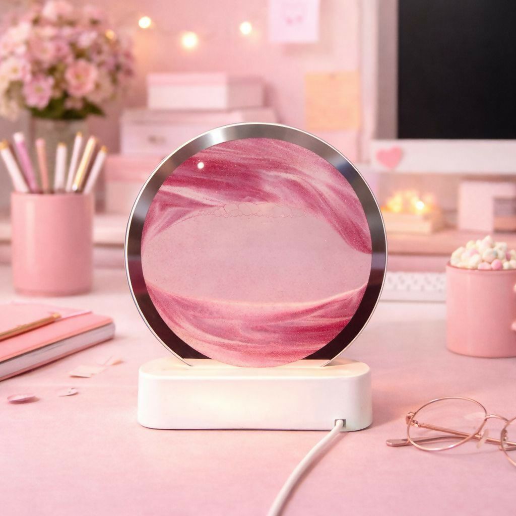 Round Sand Art LED Table Lamp Decorative Night Light (Color may vary)